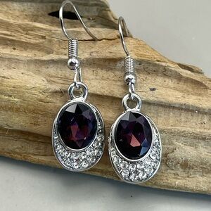 Elegant Silver and Deep Amethyst Dangle Earrings